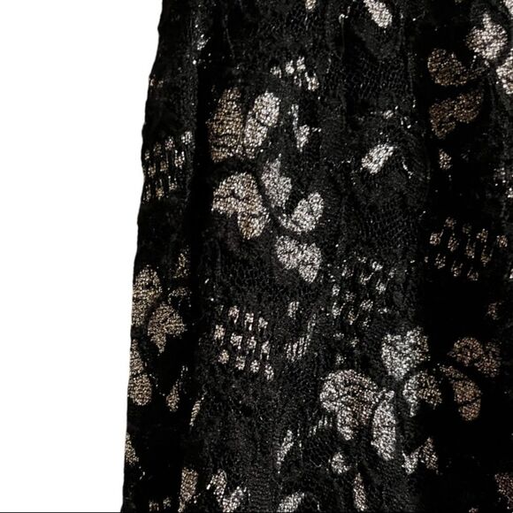 Black Lace Dress Size 4, Black & Silver VNeck half-sleeve NWT - Picture 13 of 14